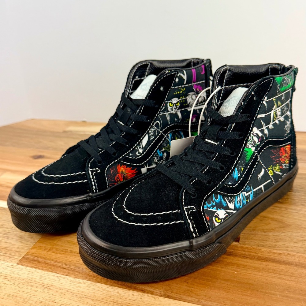 Vans x Disney Villains‎ Sk8 Hi Zip Boys Girls Black High Top Shoes 2.5
